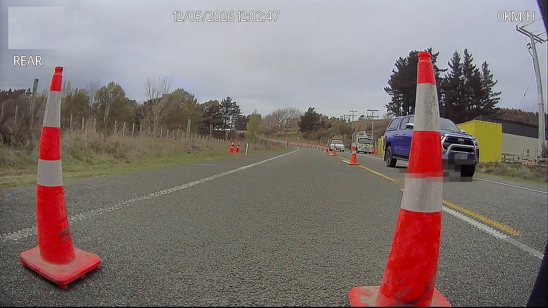 Rural roadworks — stationary at traffic control