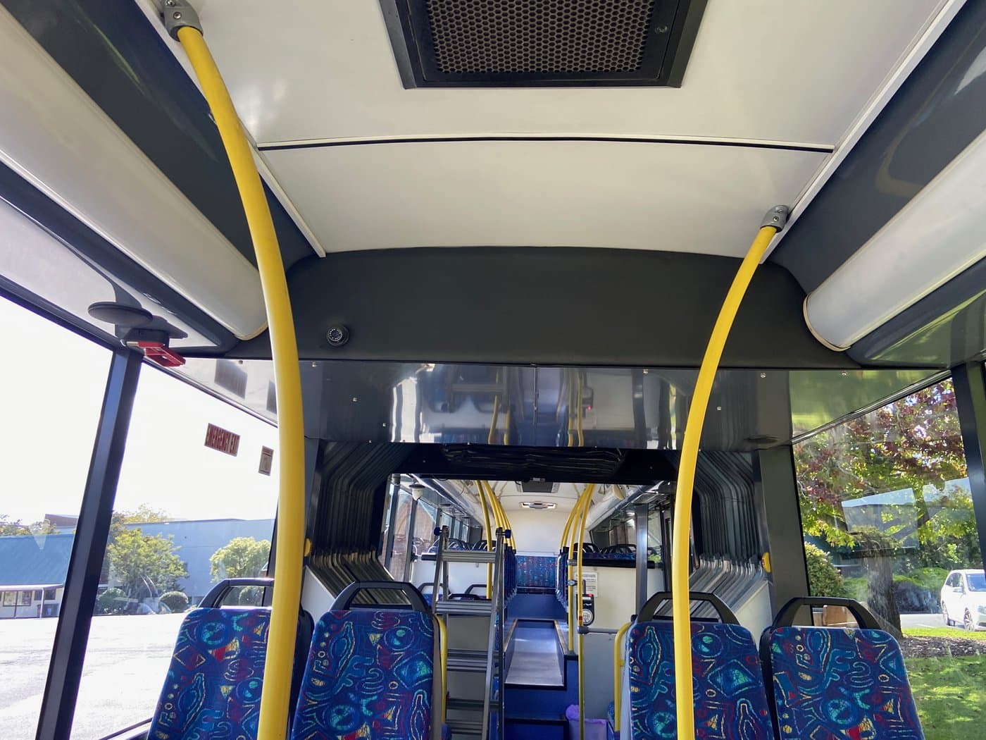 CCTV cameras installed along bus interior ceiling
